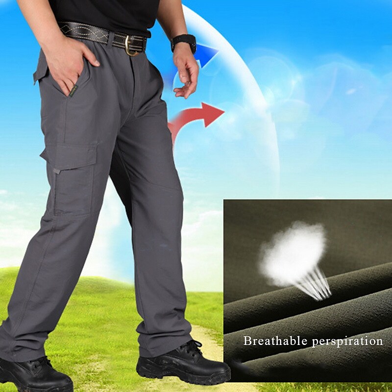 Men's Outdoor 6 Pockets Quick Dry Elastic Waist Waterproof Work Pant
