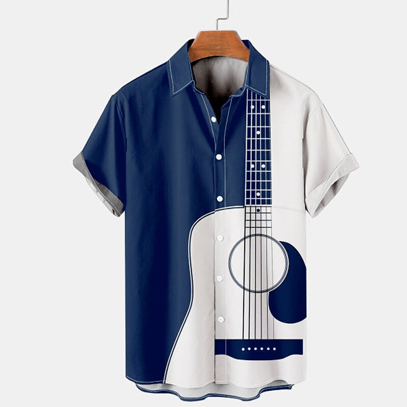 Men's Shirt Button Up Shirt Summer Shirt Short Sleeve Graphic Musical