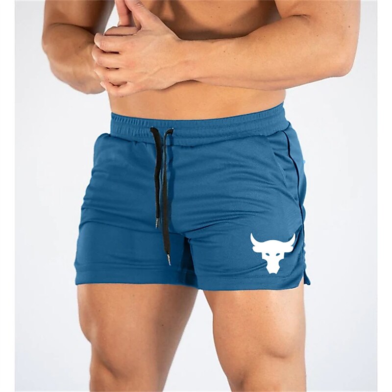 Men's Outdoor Runing Sport Fitness Breathable Wear Resistant Pockets Light Pattern Print Shorts