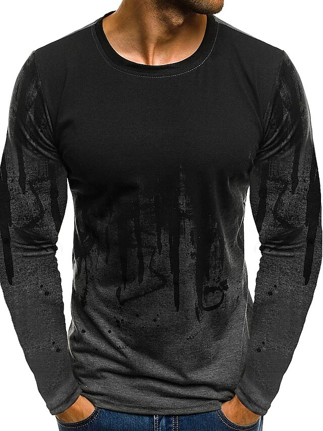 Men's T shirt Graphic Prints Spiral Stripe Crew Neck Print Daily Holiday Long Sleeve Print Top