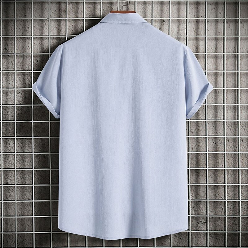 Men's Linen Outdoor Beach Vacation Fashion Casual Breathable Light Comfortable Plain Short Sleeve Shirt