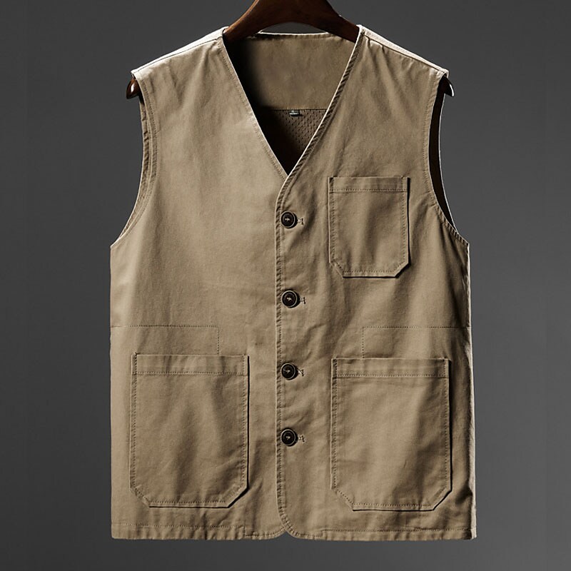 Men's Outdoor Vacation Fishing Camping Breathable Lightweight Comfortable Pockets Plain Sleeveless Gilet