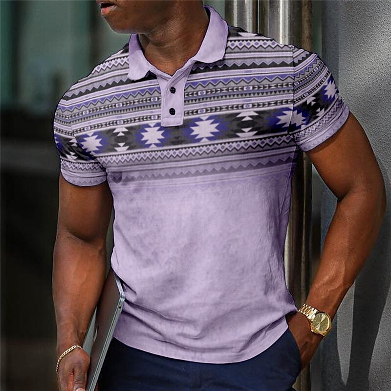 Men's Golf Outdoor Fashion Street Breathable Comfortable Soft Print Short Sleeves Polo Shirt
