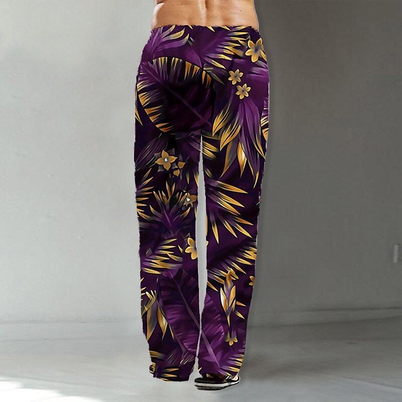 Men's Beach Pants Drawstring Elastic Waist Print Graphic Prints Comfor