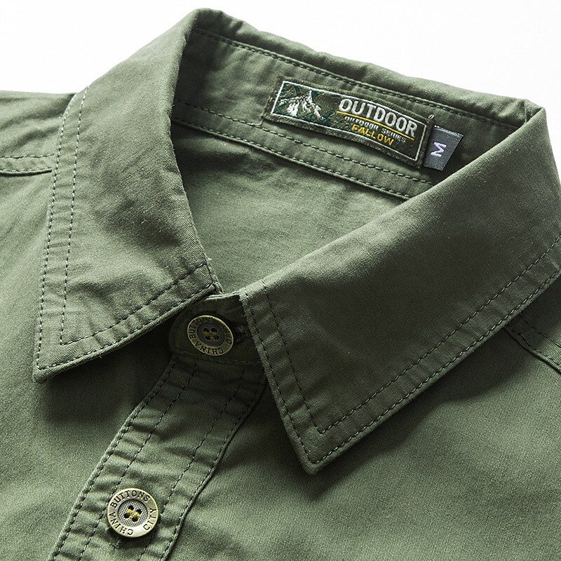 Men's Outdoor Working Casual Comfortable Pockets Lightweight Solid Color Lapel Cargo Shirt
