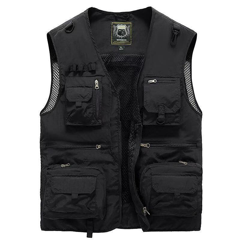 Men's Fishing Hiking Outdoor Camping Hunting multi pocket anti-wind dry lightweight solid color sleeveless vest