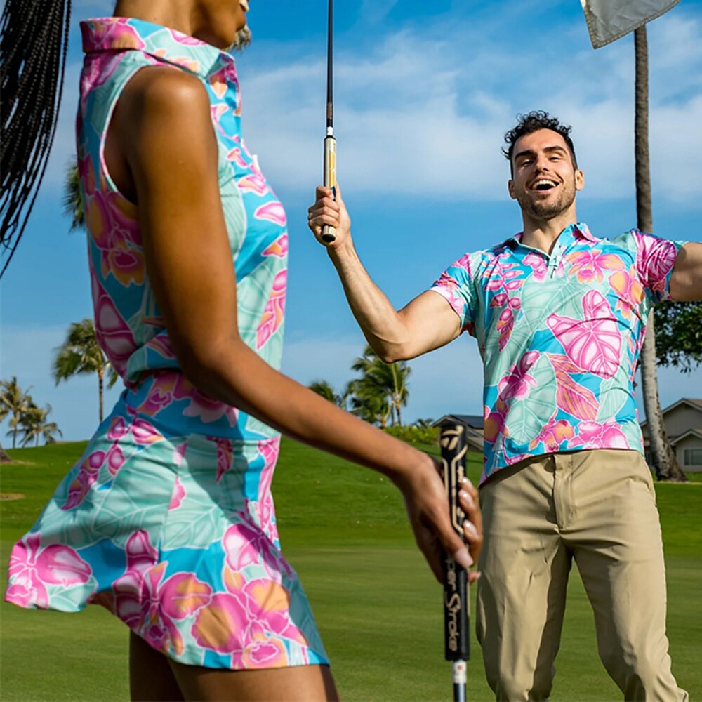Men's Women's Matching polo Polo Shirt Golf Shirt Breathable Quick Dry Soft Top Regular Fit Floral Summer Spring Gym Workout Golf Badminton
