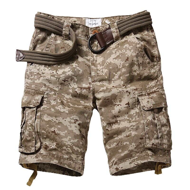 Men's Outdoor Climbing Fishing Tactic Hiking Wear Resistant Drawstring Pockets Comfortable Camo Shorts