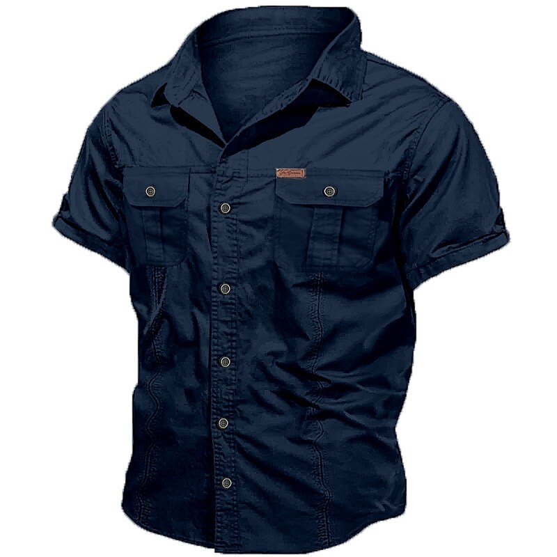 Men's Work Buttons Casual Solid Color Vacation Outdoor Fashion Workwear Short Sleeves