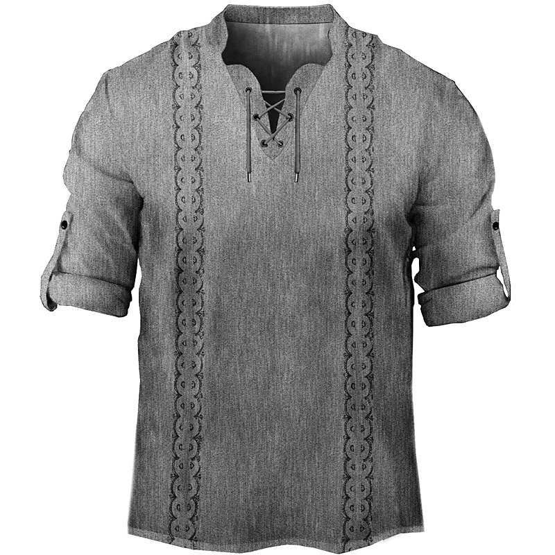 Men's Outdoor Casual Street Fashion Comfortable Soft Light Print Long Sleeve T Shirt