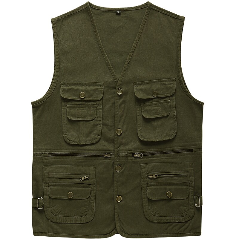 Men's Outdoor Fishing Hunting Climbing Comfortable Lightweight Muti-pockets Breathable Solid Color Sleeveless Vest