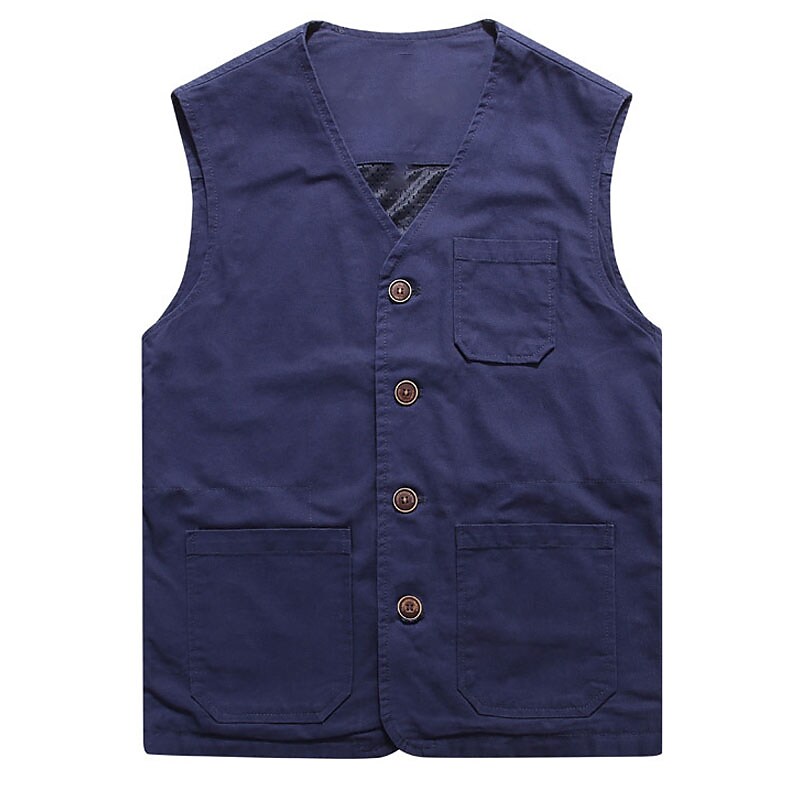 Men's Outdoor Vacation Fishing Camping Breathable Lightweight Comfortable Pockets Plain Sleeveless Gilet