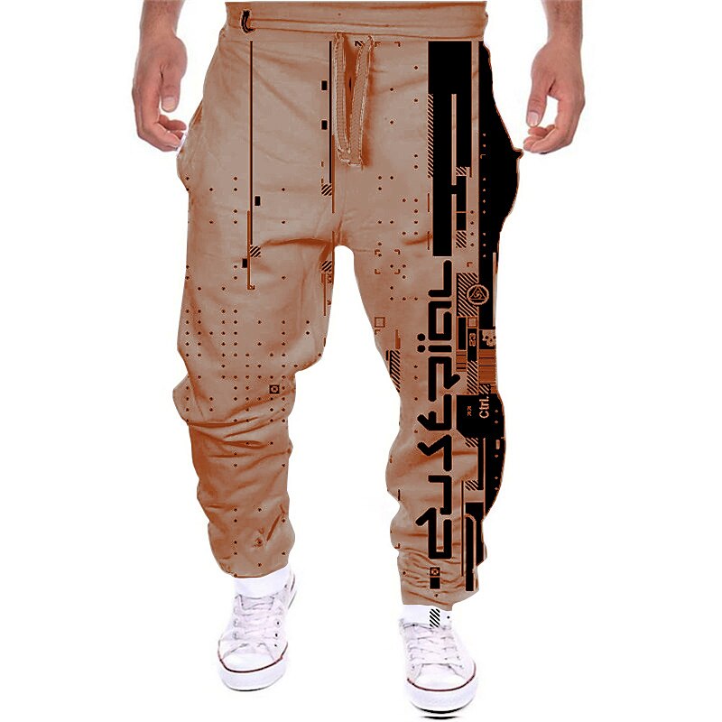 Men's Sweatpants Trousers Drawstring Side Pockets Elastic Waist Color Block Graphic Prints Comfort Breathable Sports  Casual Daily Joggers 