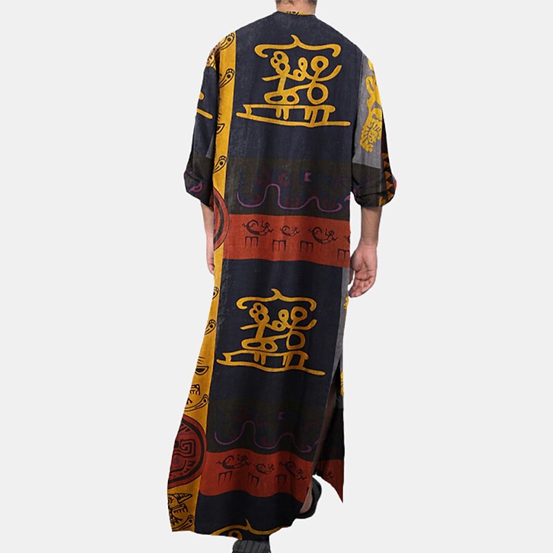 Men's Loungewear Nightgown Nightshirt Graphic Prints Stylish Comfort Kimono Robes Home Cotton Blend Comfort Soft Long Sleeve 