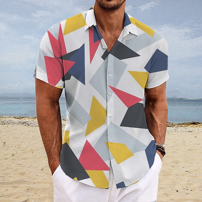 Men's Summer Hawaiian Shirt Gradient Graphic Prints Turndown Outdoor Street Short Sleeves Print Soft Shirt 