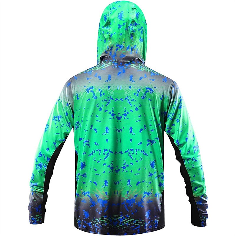 Men's Hoodie Jacket Hooded Outdoor Long Sleeve UV Protection Breathable Lightweight Sweat wicking Quick Dry Top Summer Spring Outdoor Fishing 