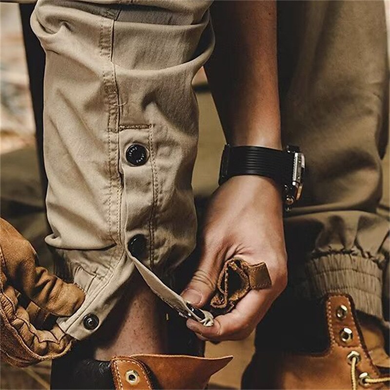 Men's outdoor hiking camping fishing tactics wear resistant lightweight breathable multi-pocket cargo pants