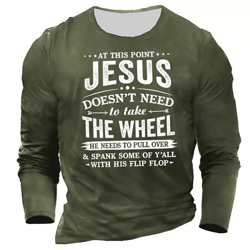 Men's T shirt Funny T Shirts Slogan T Shirts Letter Graphic Prints Crew Neck  Print Outdoor Street Long Sleeve Print  Sports Casual Top