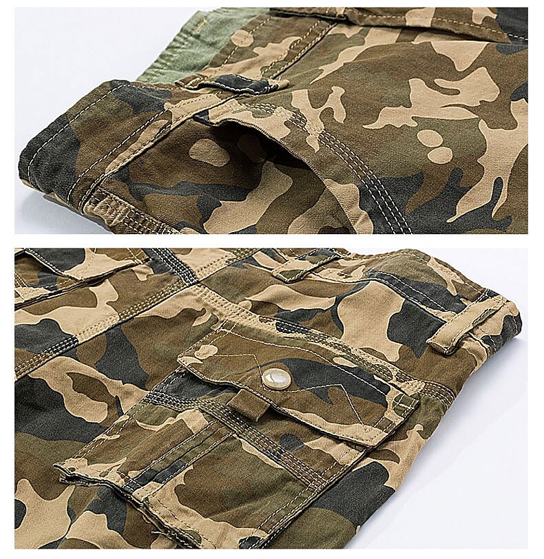 Men's Outdoor Hiking Fishing Trip Camping Breathable Quick drying multi pocket camouflage cargo shorts