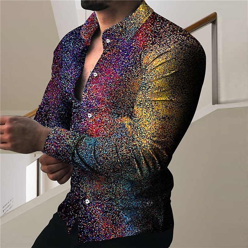 Men's Graphic Shirt 3D Print Outdoor Casual Long Sleeve Button-Down Br