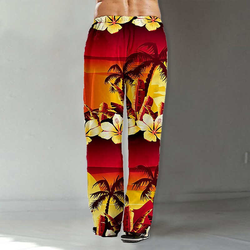 Men's Beach Pants Drawstring Elastic Waist Print Graphic Prints Comfor