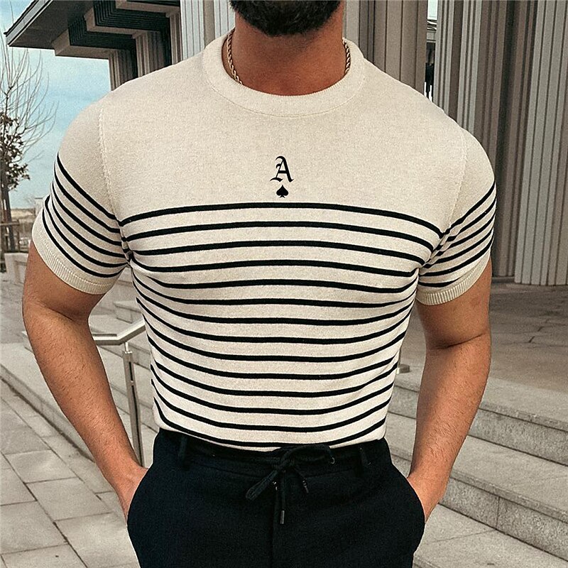 Men's T shirt Tee Graphic Striped Crew Neck Clothing Apparel 3D Print Outdoor Daily Short Sleeve Print Fashion Designer Vintage Top