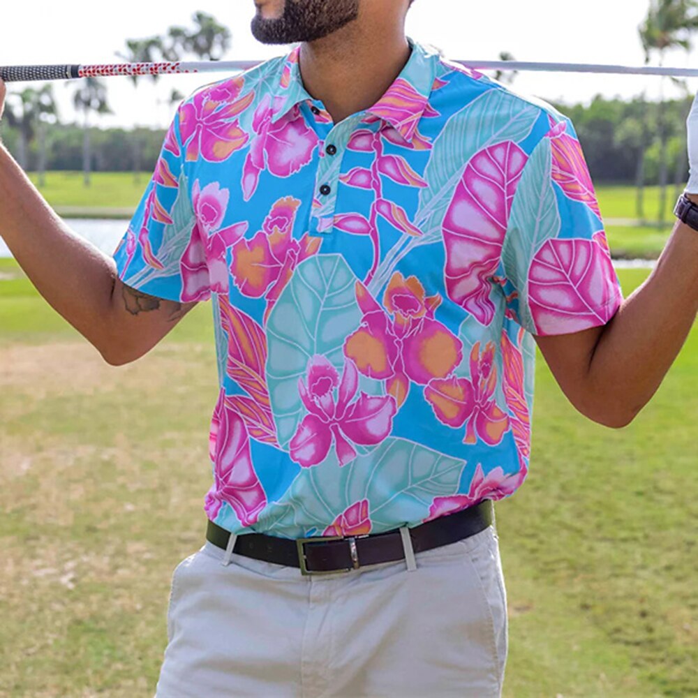 Men's Women's Matching polo Polo Shirt Golf Shirt Breathable Quick Dry Soft Top Regular Fit Floral Summer Spring Gym Workout Golf Badminton