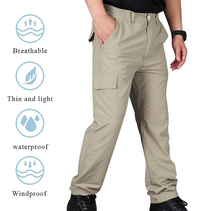 Men's Waterproof Work Pants Hiking Cargo Pants Tactical Pants 6 Pockets Military Summer Outdoor Ripstop Water Resistant Quick Dry Multi Pockets Zipper Pocket Elastic Wais