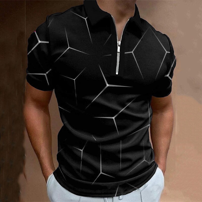 Men's Collar Polo Shirt Golf Shirt Turndown 3D Print Casual Short Slee