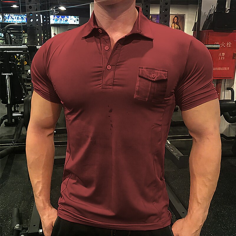Men's Outdoor Fit Sport Fashion Casual Breathable Comfortable Light Plain Pocket Short Sleeve Polo Shirt