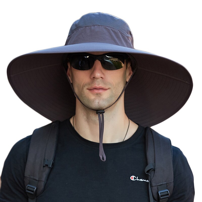 Super Wide Brim Sun Hat UPF50+ Waterproof Bucket Hat  Sunscreen Sun Hat Fishing Hat Fisherman Hat Hiking Hat  5.9''/15cm Wide Army Green Grey Dark Gray for Fishing, Hiking, Camping