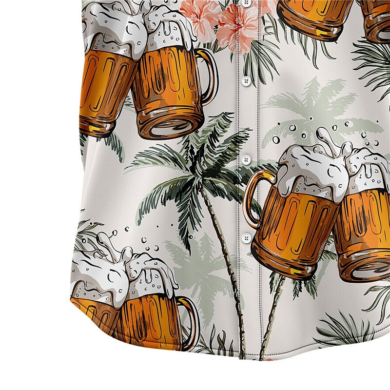 Men's Shirt Summer Hawaiian Shirt Graphic Prints Beer Leaves Turndown