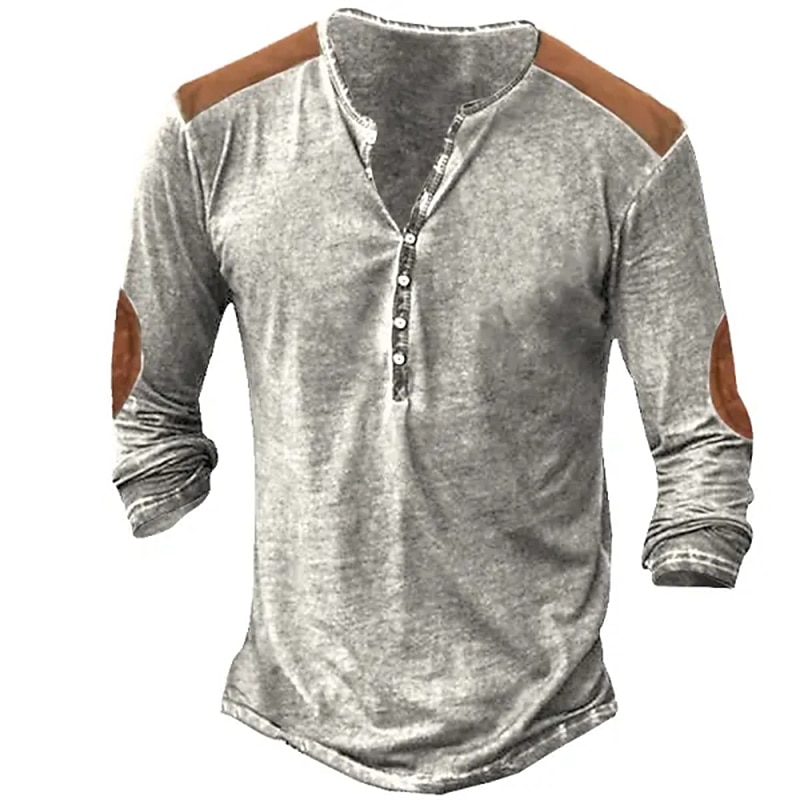 Men's Outdoor Street Vacation Casual Breathable Comfortable Soft Plain Long Sleeves Henley Shirt