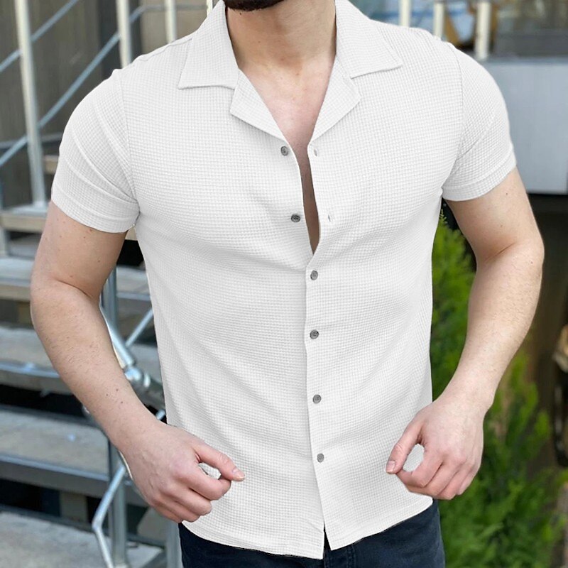 Men's Casual Outdoor Street Fashion Comfortable Light Plain Short Sleeves Shirt