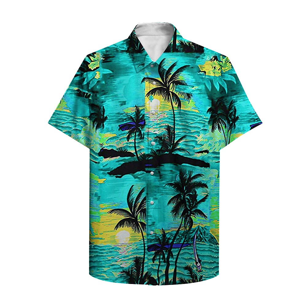 Summer Hawaiian Shirt Graphic Shirt Aloha Shirt Green Blue Red Clothin