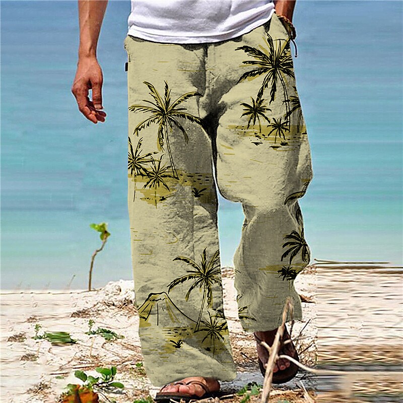 Men's Beach Pants Drawstring Elastic Waist Print Graphic Prints Comfor