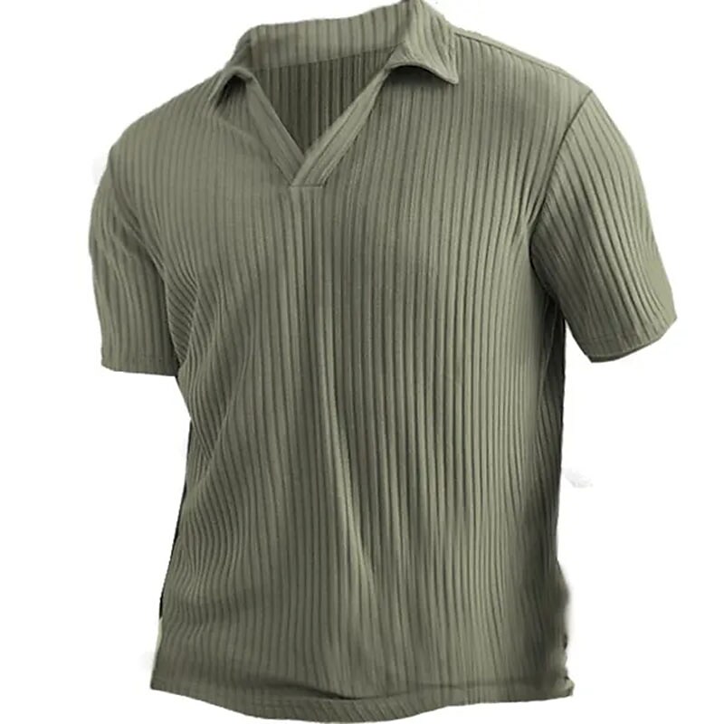 Men's Polo Golf Shirt Outdoor Causal Lapel V Neck Short Sleeves V-Front Solid Color Plain Basic Summer Spring Green Polo