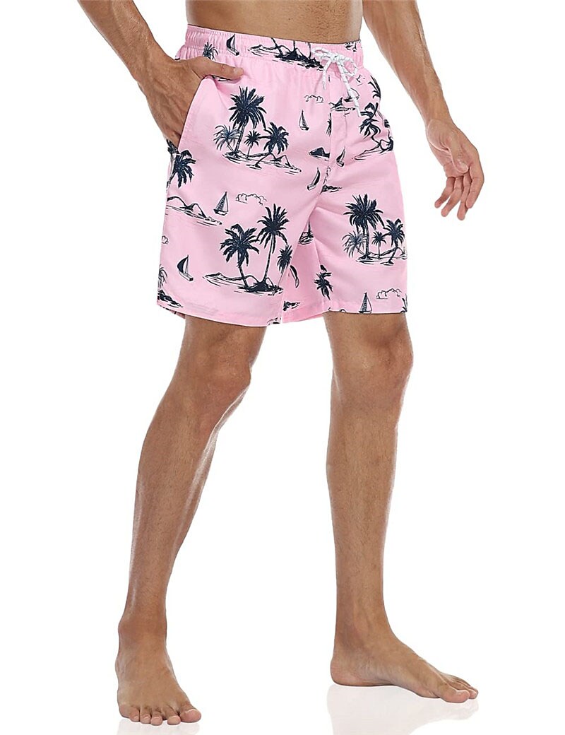 Men's swimming beach quick drying drawstring breathable printed pattern casual sports shorts
