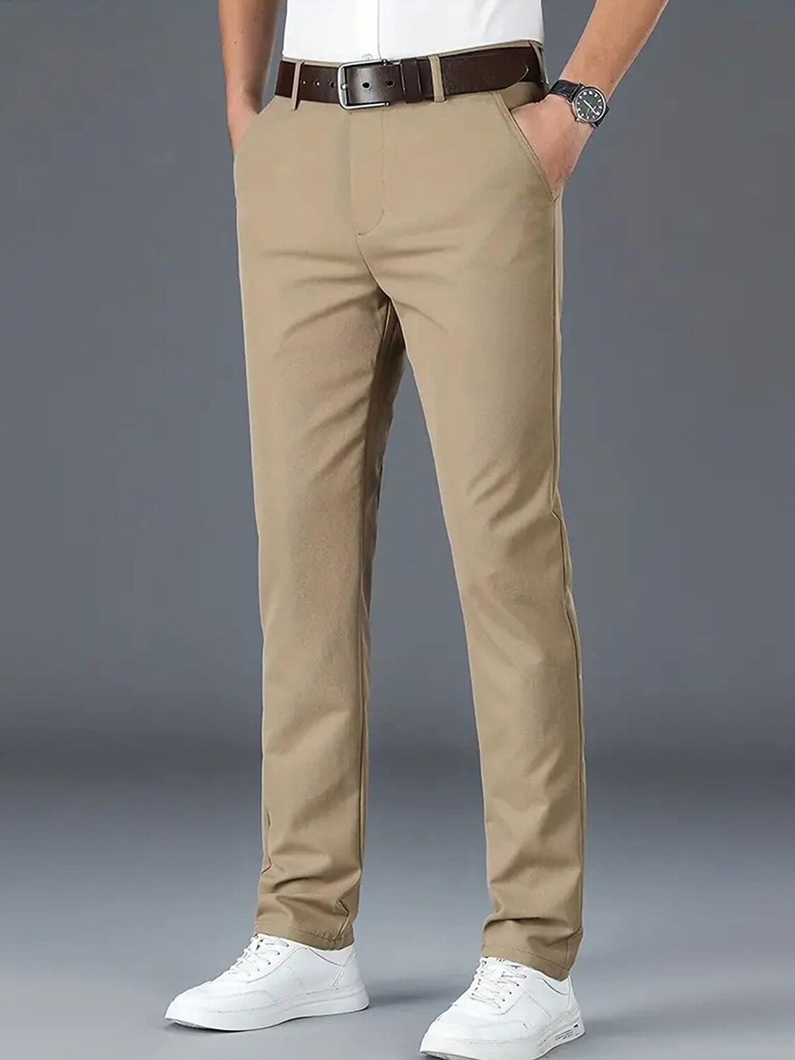 Men's Chinos Chino Pants Pocket Plain Comfort Breathable Outdoor Daily Going out 100% Cotton Fashion Casual Trousers 