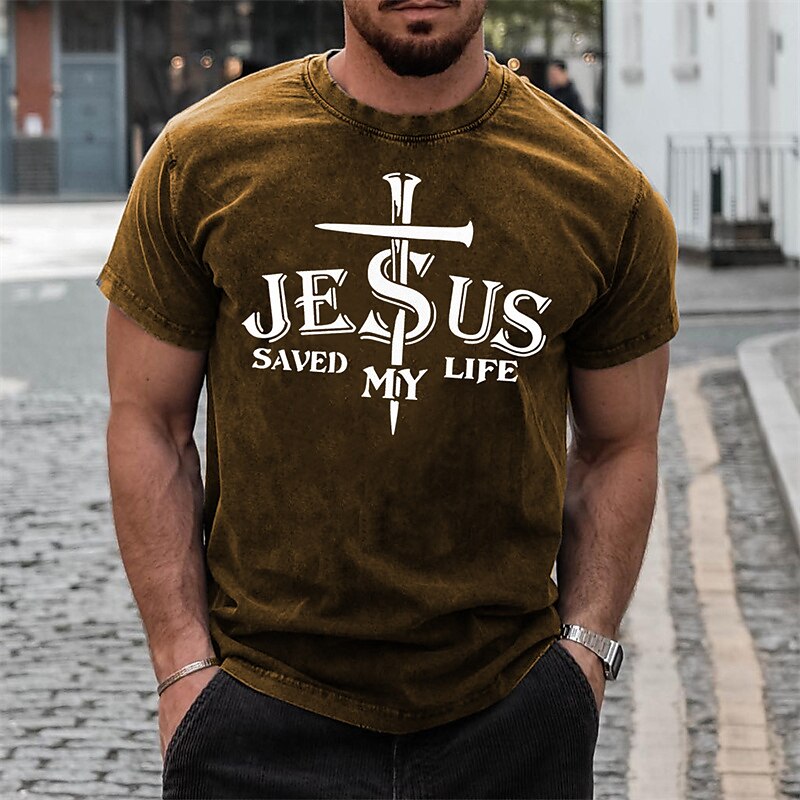 Men's T shirt Graphic Letter Crew Neck Print Outdoor Daily Short Sleeve Print Fashion Designer Vintage Top