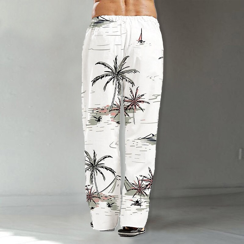 Men's Beach Pants Drawstring Elastic Waist Print Graphic Prints Comfor