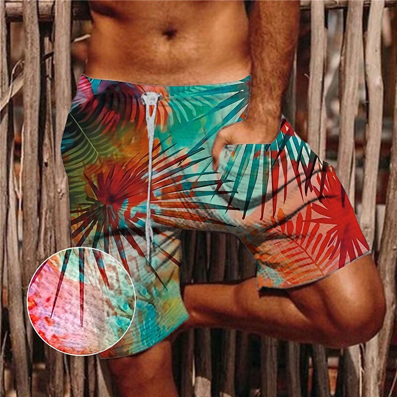 Men's Beach Pants Drawstring Elastic Waist Print Graphic Prints Comfor