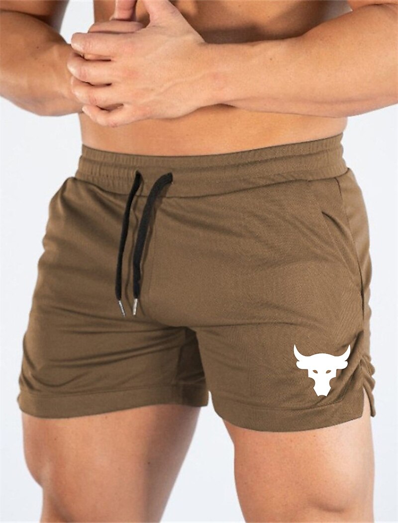 Men's Outdoor Runing Sport Fitness Breathable Wear Resistant Pockets Light Pattern Print Shorts