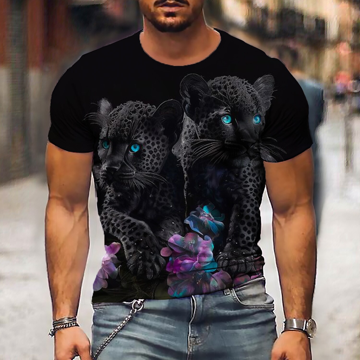Men's Unisex T shirt Tee Animal Graphic Prints Crew Neck 3D Print Outdoor Street Short Sleeve Print Top