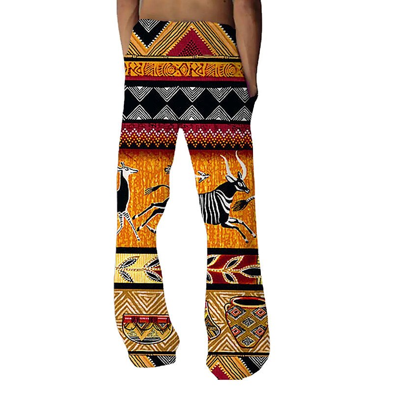 Men's Beach Pants Pocket Drawstring Elastic Waist Animal Graphic Prints Comfort Breathable Casual Holiday Trousers 