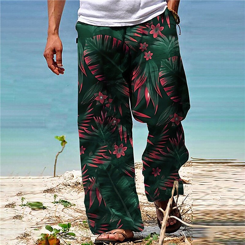 Men's Beach Pants Drawstring Elastic Waist Print Graphic Prints Comfor