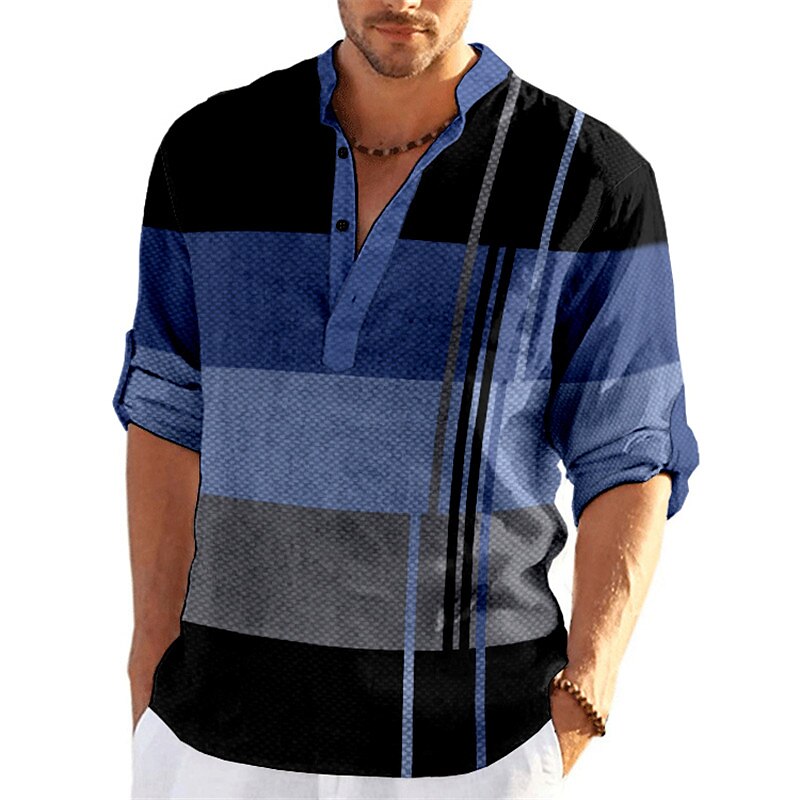 Men's Linen Outdoor Street Fashion Casual Comfortable Breathable Soft Prints Long Sleeves Shirt