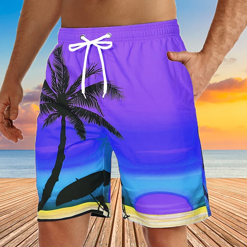 Men's Swim Shorts Swim Trunks Bermuda shorts Board Beach Drawstring El