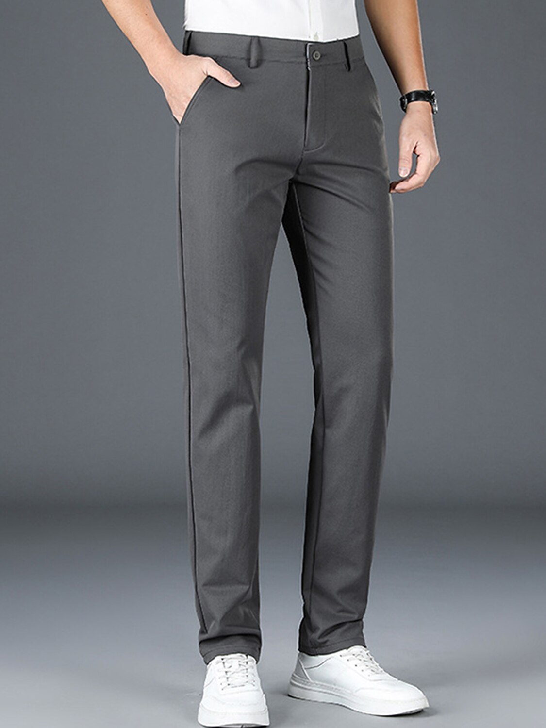 Men's Chinos Chino Pants Pocket Plain Comfort Breathable Outdoor Daily Going out 100% Cotton Fashion Casual Trousers 