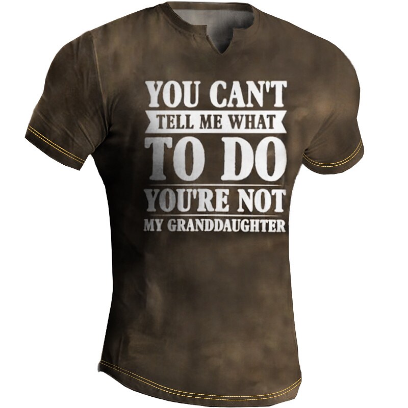 Men's Outdoor Casual Breathable Quick Dry Letter Print V Neck Short Sleeves